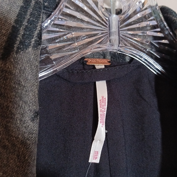 Free People Geometric Longline Denim Vest in Black Combo Oversize XS New NWT - Picture 5 of 9